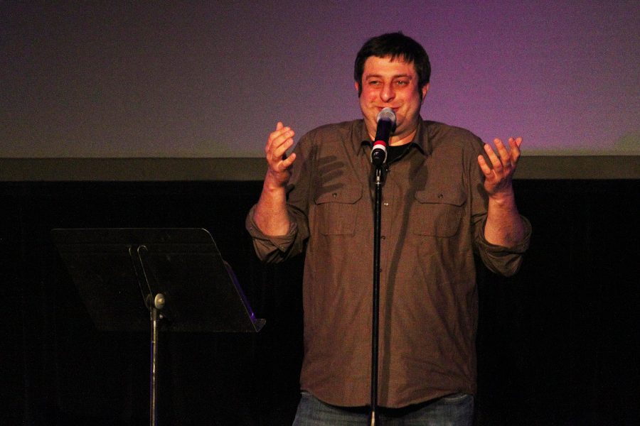 Comedian Eugene Mirman takes the Colton Chapel stage on Wednesday. 