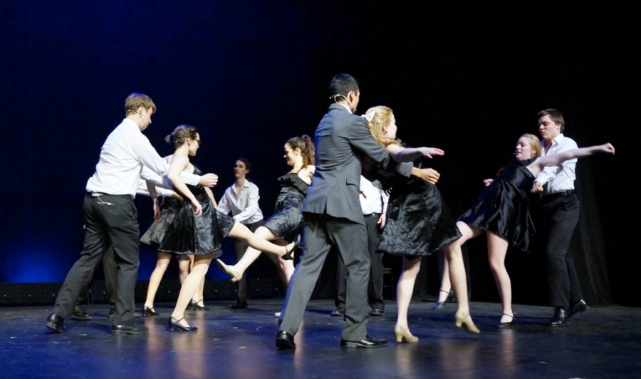 Marquis Players show off their choreography during the performance of The Pajama Game. 