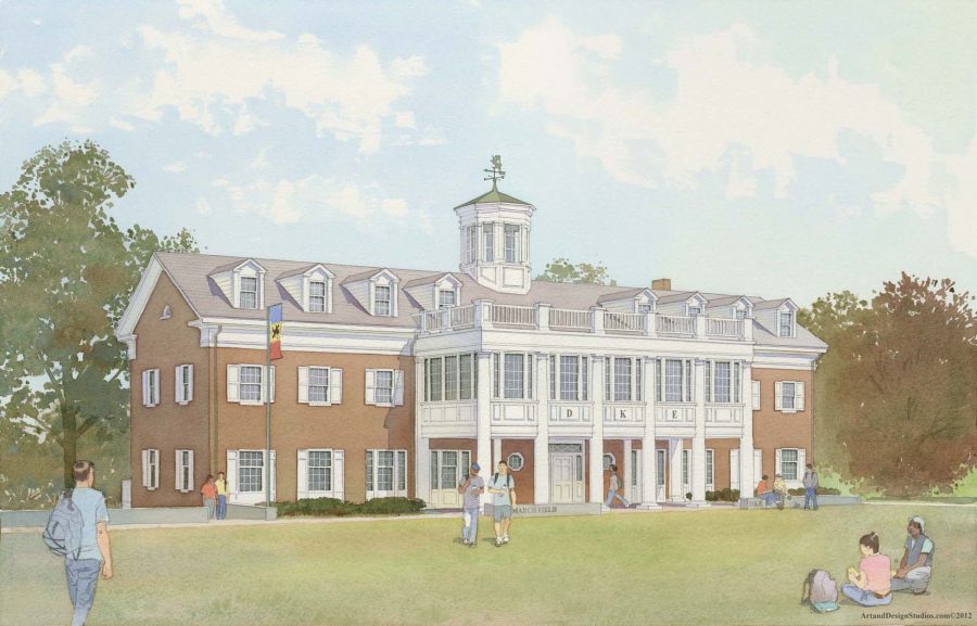 Rendition of the DKE house after renovations. Lafayette and DKE’s Rho chapter plan on investing in additions and renovations to DKE”s house, located on March Field.