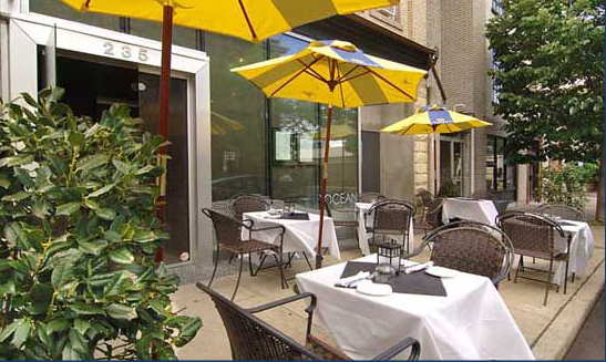 The outdoor setting at Ocean, located in downtown Easton.
