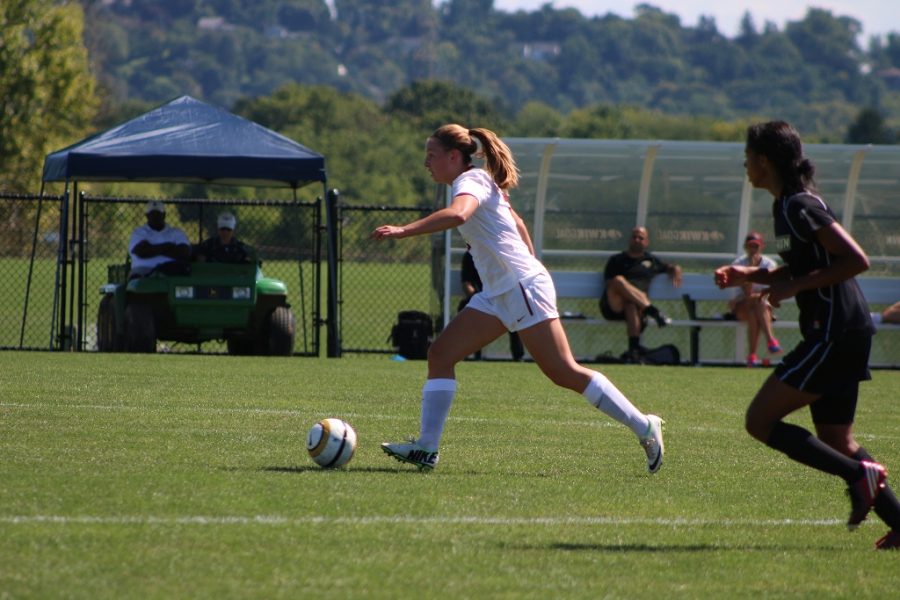 Women’s soccer  drives the ball up field during a match against Binghamton University last season. 