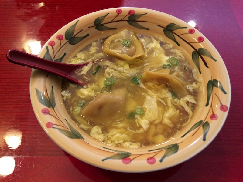 Egg drop soup with wonton from Plum House. [Photo by Anastasia Gayol Cintron ‘17]