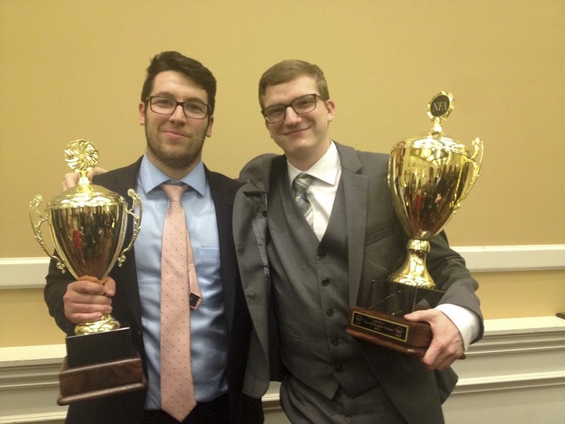 Ryan Monahan ‘15 and Joseph Rothschild ‘16 show off their trophies. [Photo Courtesy of Alyssa Braver ‘16]