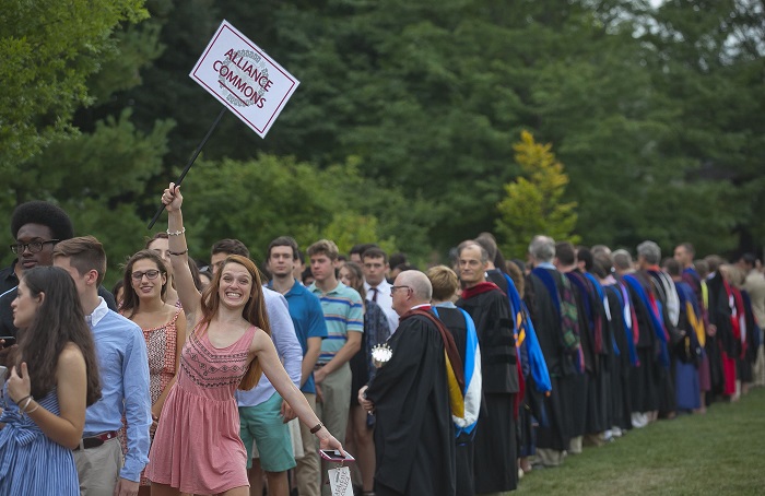 The class of 2019 gathers on the Quad for convocation. They are the largest class in the college’s recent memory. [Photo courtesy of Chuck Zovko, Communications Division ]