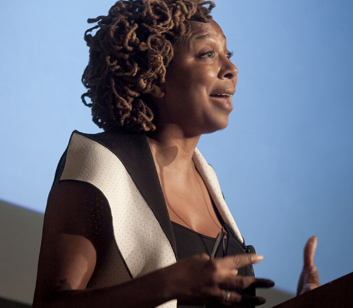 Kimberlé Crenshaw delivers lecture on current social justice issues. [Photo courtesy of Chuck Zovko, Lafayette Communications ]