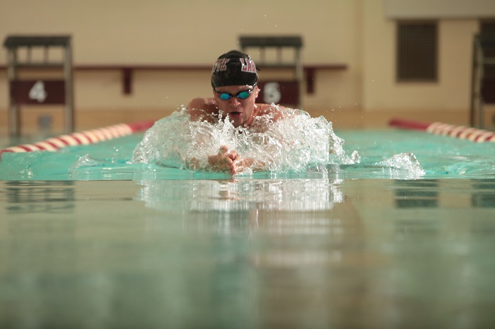 Greg Grewal ‘16 practices the breaststroke in preparation for the swim season and a chance at The Olympics. [Photo Courtesy of Athletic Communications]