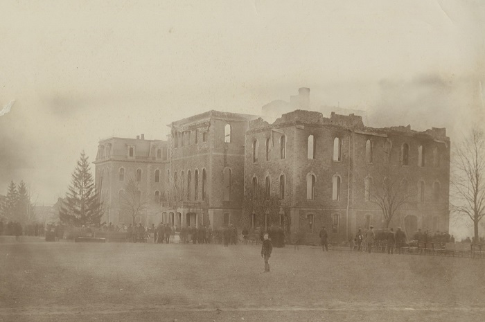 Pardee Hall after it was burned down in 1897. [Photo courtesy of Lafayette Archives]