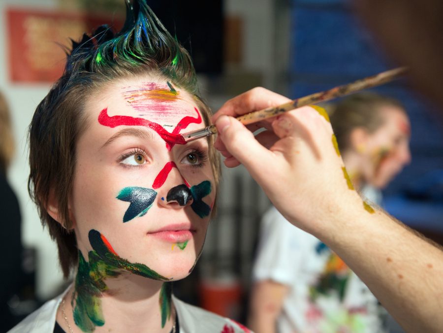 Miranda Wilcha 16 gets painted as students take part in the Evening of Paint where guests paint on giant canvases, themselves and their friends at the Williams Visual Arts Building on Friday May 2, 2014. 





May 5, 2914
© Zovko Photographic llc