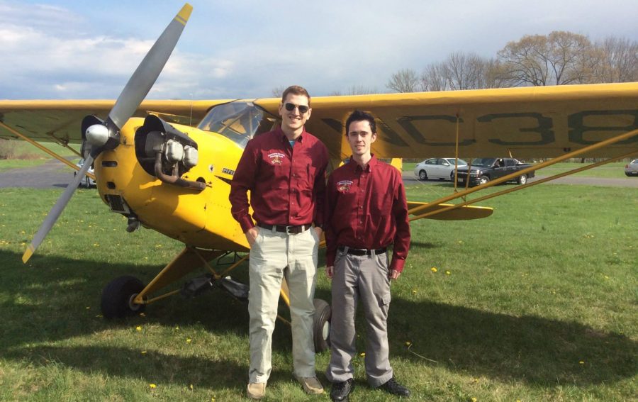 Barker Carlock '17, left, pictured with Greg Flynn '17, both founders of the Aviation Club on campus. (Courtesy of Barker Carlock '17)