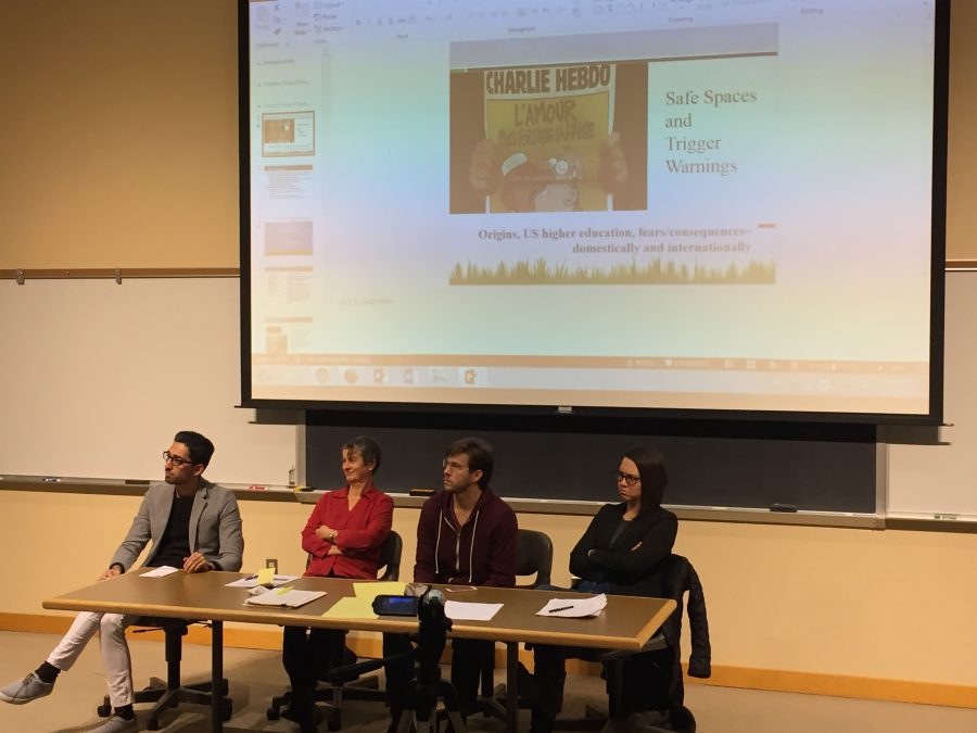 Panel discussion at the first of the Mill series debates. (Photo by Claire Grunewald 20).