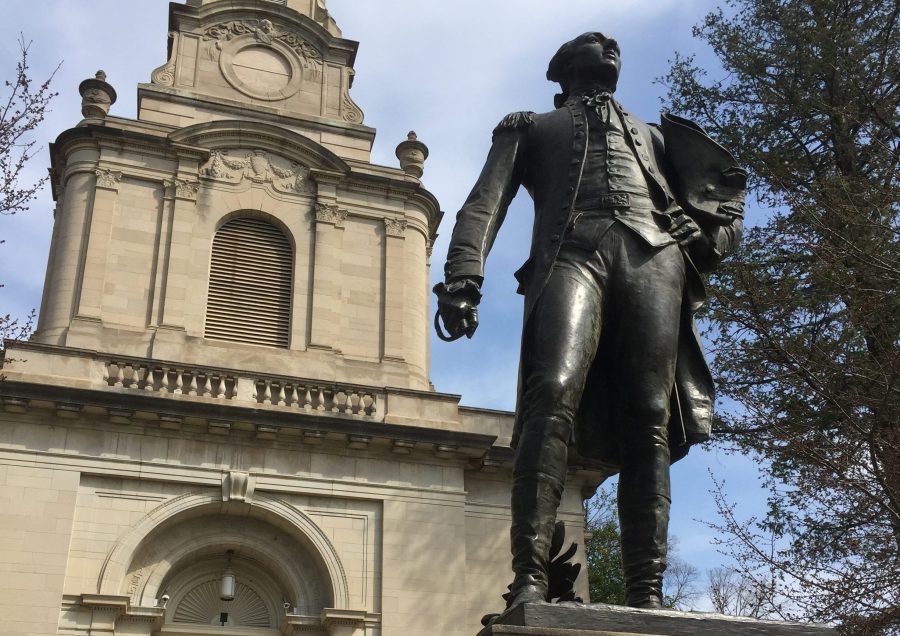 The sword of the Marquis de Lafayette statue was reported stolen last Sunday.