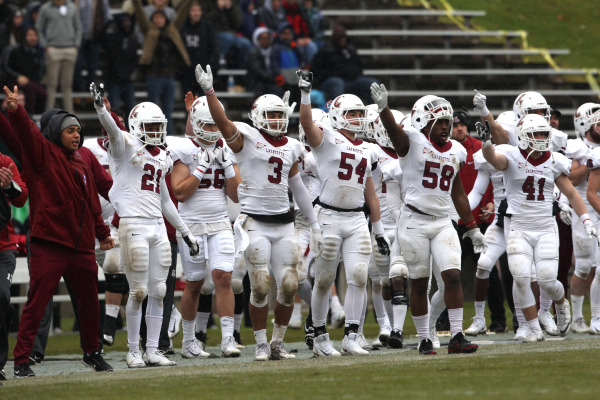 The Leopards get excited about a play at the Lafayette-Lehigh rivalry game. (Photo Courtesy of Athletic Communications)