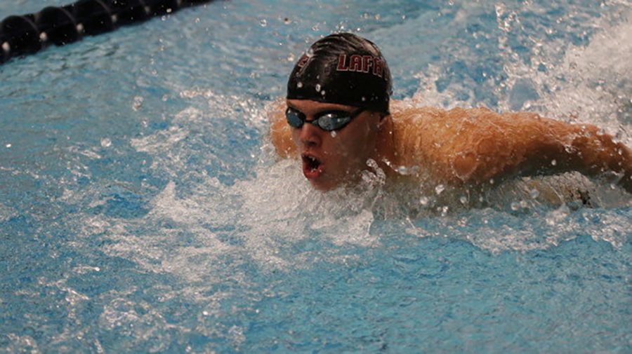 Freshman Matt Tascione placed 15th in the 200m breaststroke at the Patriot League Championship meet. Photo Courtesy of Athletic Communication