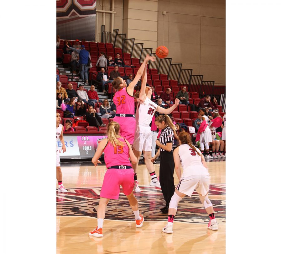 The womens basketball team is participating in the Play4Kay Free Throw Challenge for the entire month of February. Photo Courtesy of Athletic Communications