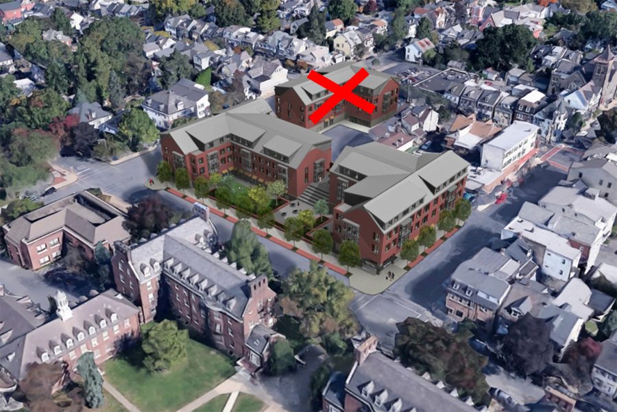 The X is located on the 1B Parcel that the college is willing to concede if the city votes to pass the ordinance changes. Photo courtesy of Presidents office