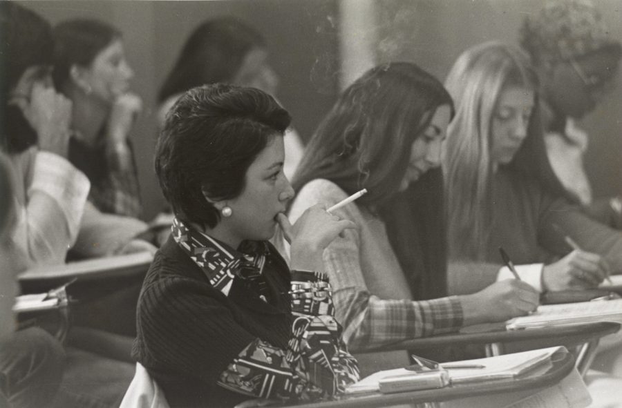 Lafayette students in class during early years of coeducation. 
Photo Courtesy of Diane Shaw