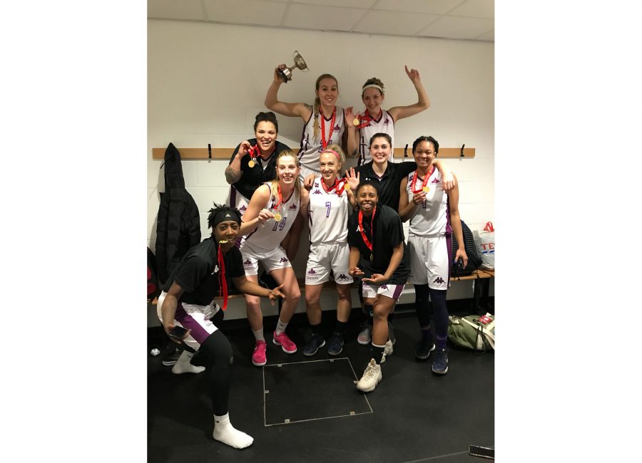 Harriet+Ottewill-Soulsby+17+%28%2314%29+celebrates+with+her+team+after+winning+the+BUCS+Championship.+Photo+courtesy+of+Zack+Philyaw