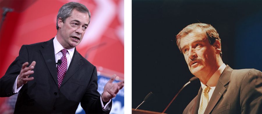 Nigel Farage (left) and Vicente Fox (right) share two differing perspectives on the way nations should interact with one another. Photos Courtesy of Gage Skidmore and Flickr