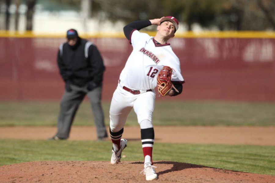 Sophomore+pitcher+Kenny+Campbell+%28pictured%29+started+Saturday%E2%80%99s+second+game+for+the+Leopards.+%28Photo+courtesy+of+Athletic+Communications%29