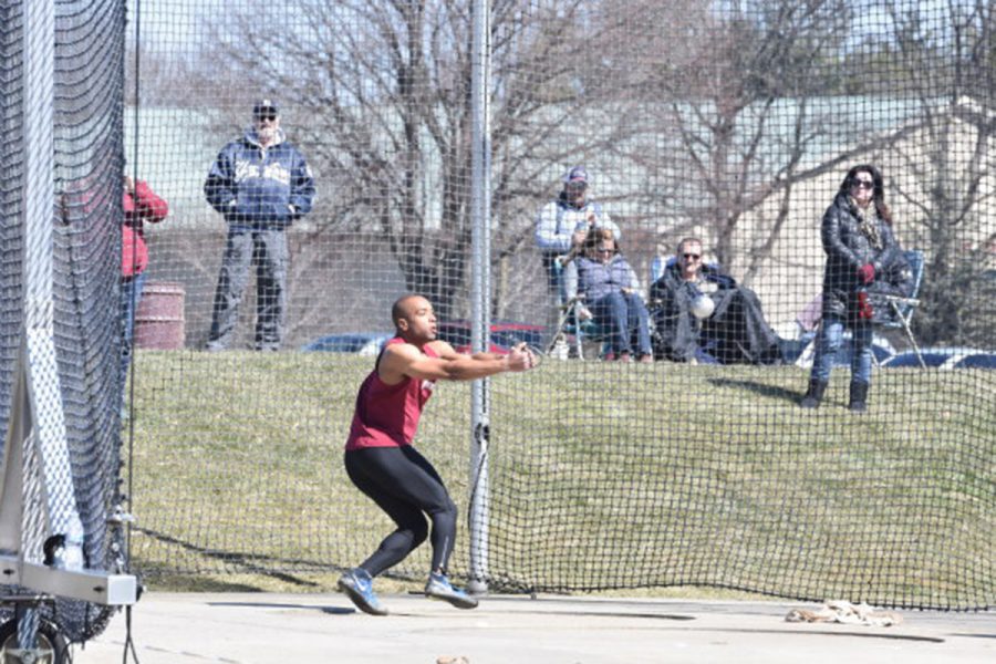 Senior+Dave+McGriff+swept+the+hammer+and+discus+events.+%28Photo+courtesy+of+Athletic+Communications%29
