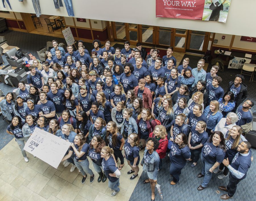 Campus-wide, students and organizations participated in Denim Day, supporting education and awareness of sexual violence. (Photo by Elle Cox 21)