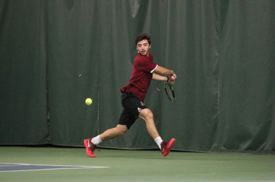 The Leopards compete in the Patriot League Tournament this weekend at Colgate. Matthew DeBenedetto 19  pictured above. (Photo courtesy of Athletic Communications)