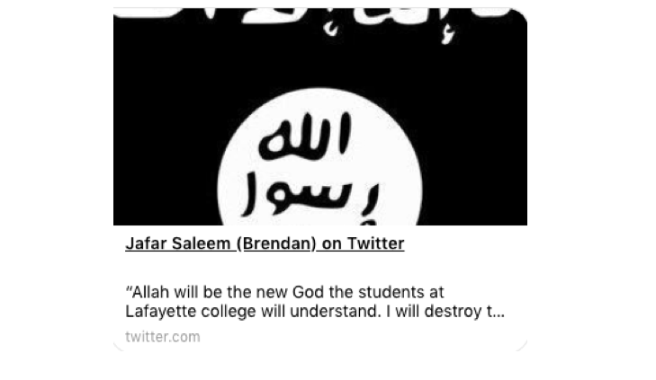 A screenshot of the preview screen of the now suspended Twitter account, @BdanJafarSaleem