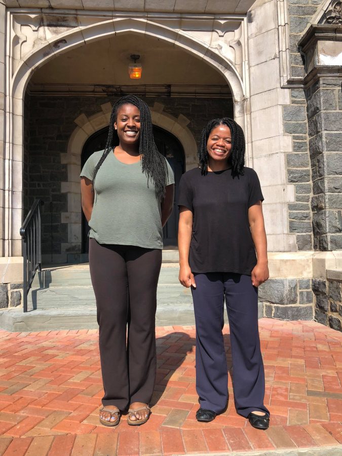 Program Manager for the Dyer Center Sylvania Okoye (right) and Director for the CITLS Tracie Addy (left), who recently joined the college (Photo by Kathryn Kelly ‘19).