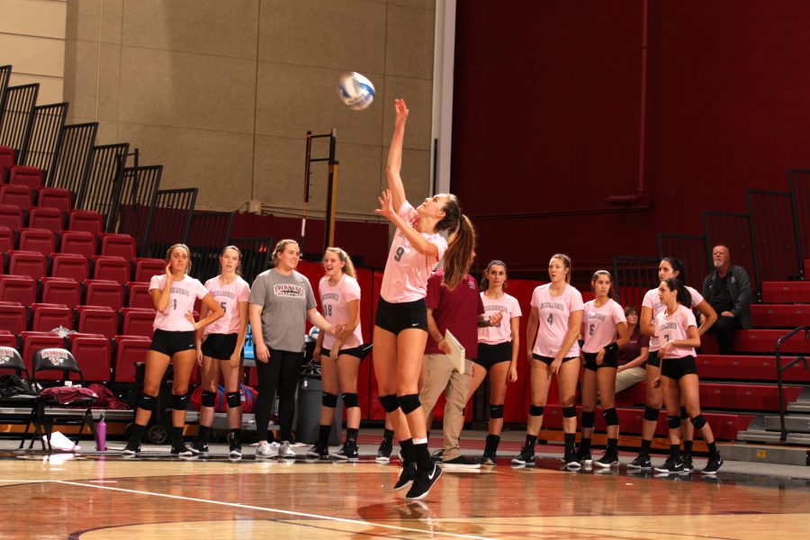 Freshman outside hitter Grace Tulevech led the volleyball team in kills and points in her rookie season. (Photo courtesy of Athletic Communications)