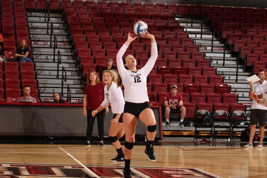 Sophomore setter Jenna Bailey recorded eight kills in the teams loss to Army. (Photo courtesy of Athletic Communications)