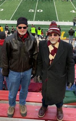 Peter Newman (right) and former roommate Harvey Bliss (left) joked that the 50 painted on the field was for Newmans 50th Laf-Lehigh (Photo courtesy of Peter Newman 73)