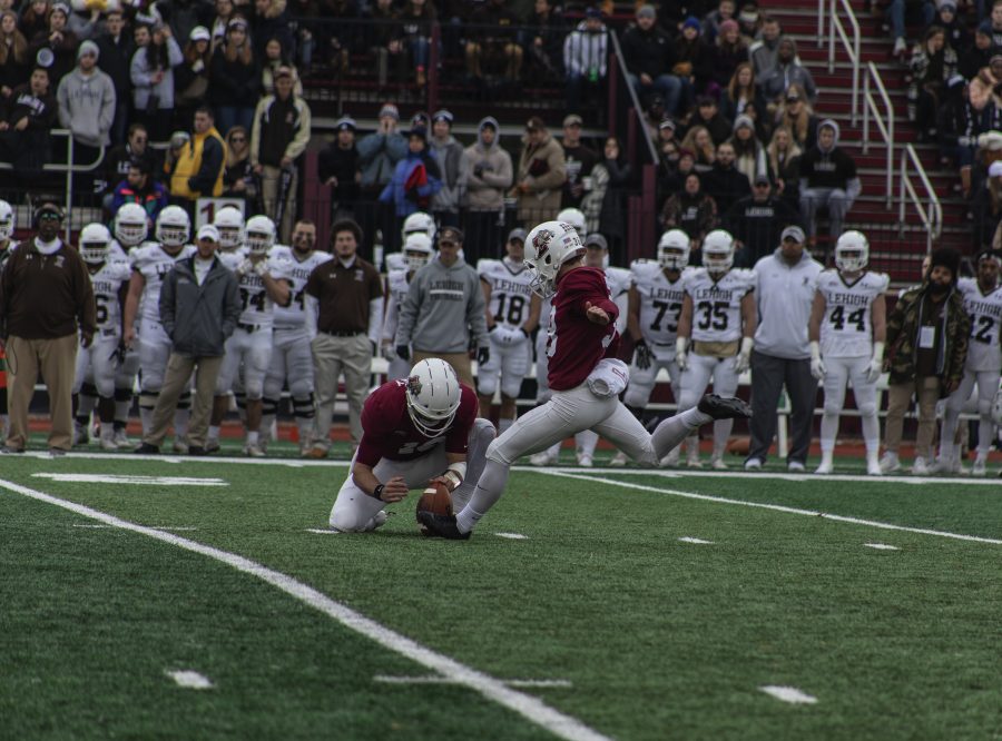 Sophomore kicker Jeffrey Kordenbrock provided the lone score for the Leopards with his career-long 43-yard field goal in the second quarter. (Photo by Elle Cox '21).