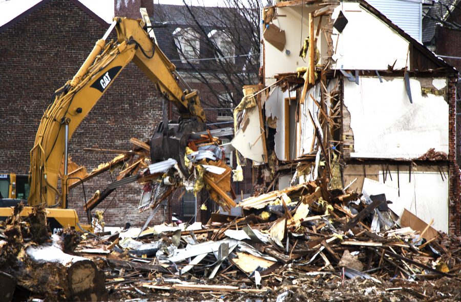 Demolition began this week on McCartney Street to make room for new student housing. (Photo by Jess Furtado '19)