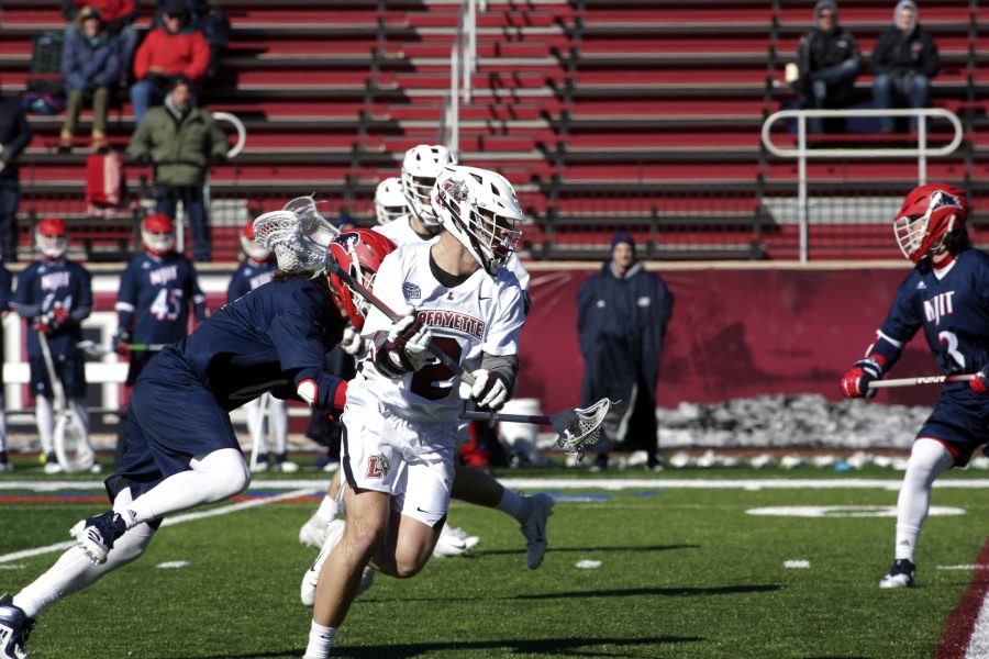 Freshman+midfielder+Cole+Dutton+scored+a+hat+trick+in+the+win+against+Rutgers.+%28Photo+courtesy+of+Athletic+Communications%29