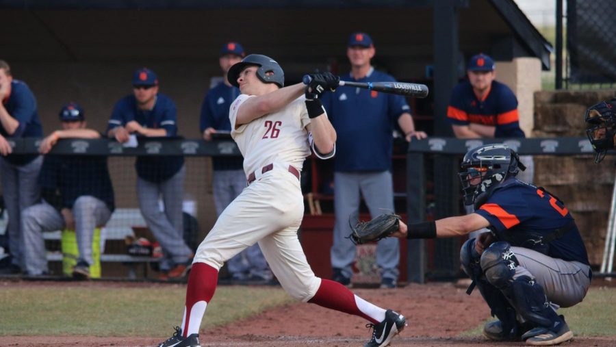 Senior outfielder Dan Leckie got the Leopards on the board in two of the teams recent games. (Photo courtesy of Athletic Communications)