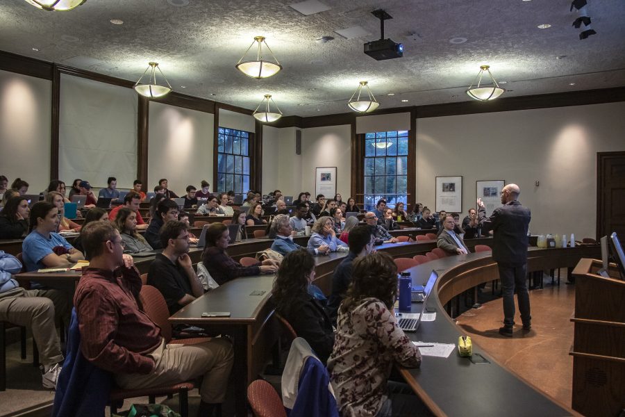 Lehigh professor Nitzan Lebovic discussed how the culture of remembering the Holocaust has shifted as part of the Holocaust Remembrance Week. 
(Photo by Jess Furtado 19)