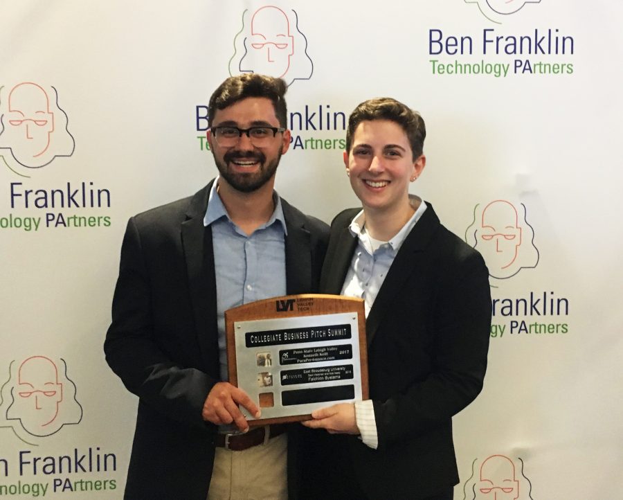 Alex Homsi '19 and Becca Adelman '19 won the regional startup competition pitch against other colleges in the Lehigh Valley. (Photo courtesy of Becca Adelman '19)