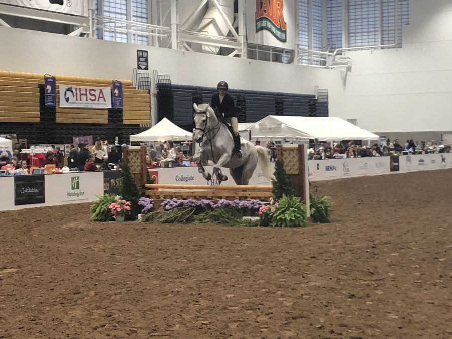 Senior Justine Perrottis last equestrian show as an undergraduate student was her first show at IHSA nationals. (Photo courtesy of Charlie Brownstein 21)