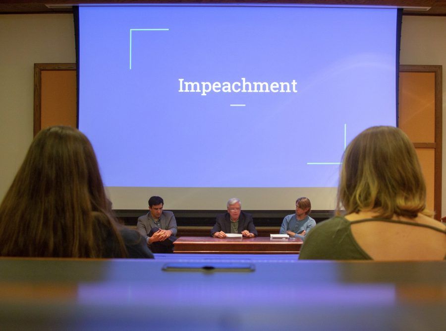 Government and Law professors discussed the notion of impeachment with Lafayette Students on Tuesday. (Photo by Abi Olofin 22)