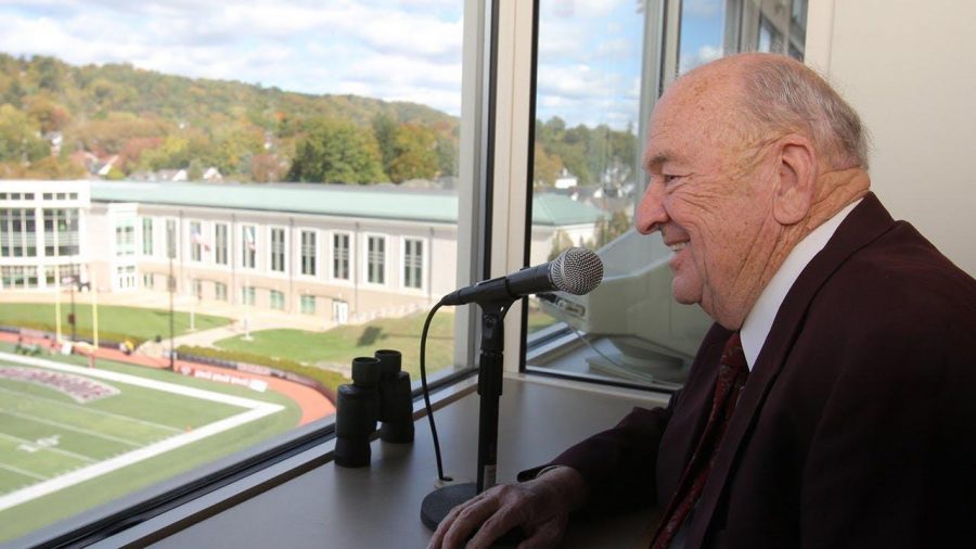 Jim Finnen, retired Lafayette Public Address Announcer, was commonly referred to as the Golden Voice. (Photo courtesy of Athletic Communications) 