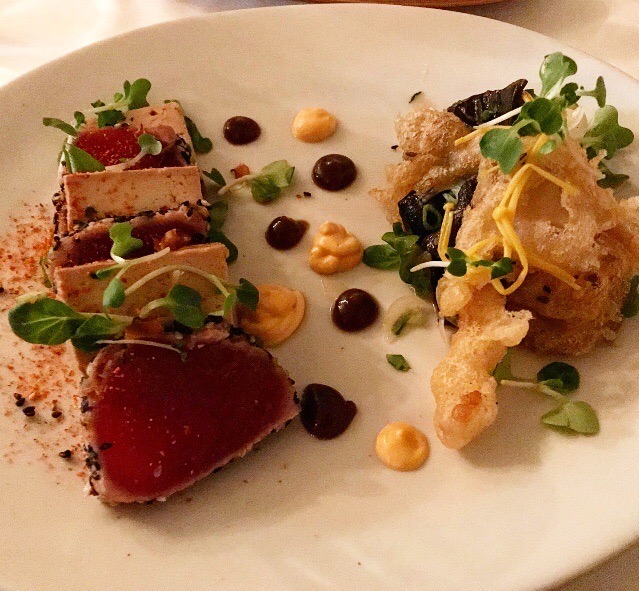 The Yellowfin Tuna Tartare is a successful balance of the tuna with marinated tofu and crisp celery root. (Photo by Brian Craven '20)