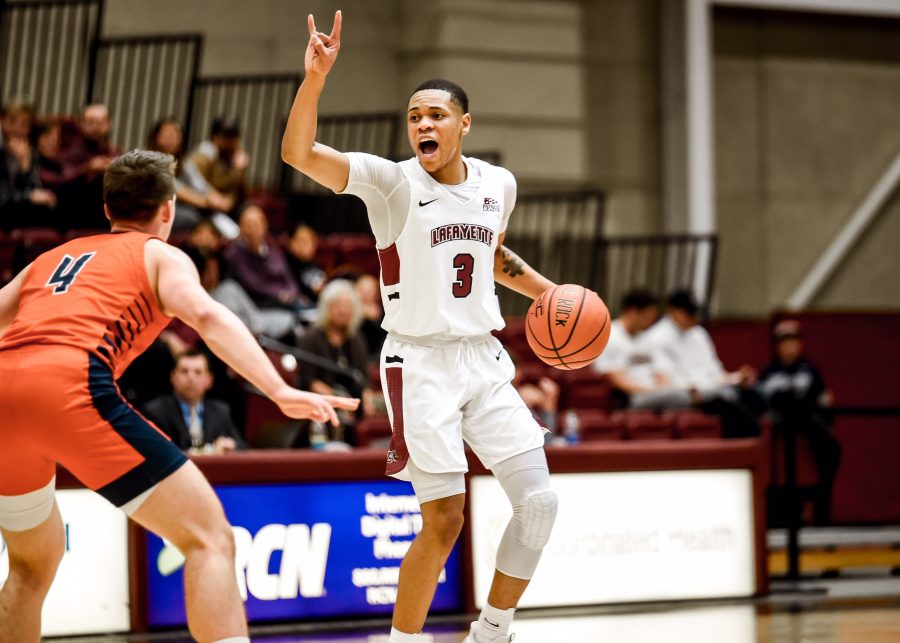 Sophomore+guard+Tyrone+Perry+scored+14+points+in+the+win+over+Colgate.+%28Photo+courtesy+Athletic+Communications%29