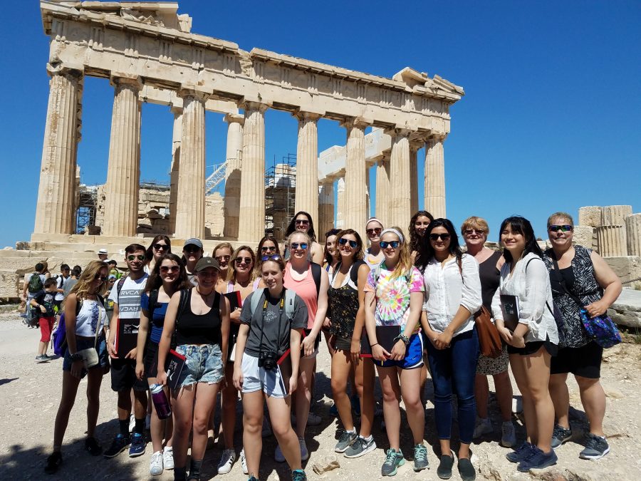 Professor Deborah Byrd ran the colleges study abroad program in Athens, Greece from 1994-2004, taking students on field trips to locations such as the Parthenon. (Photo Courtesy of Deborah Byrd)