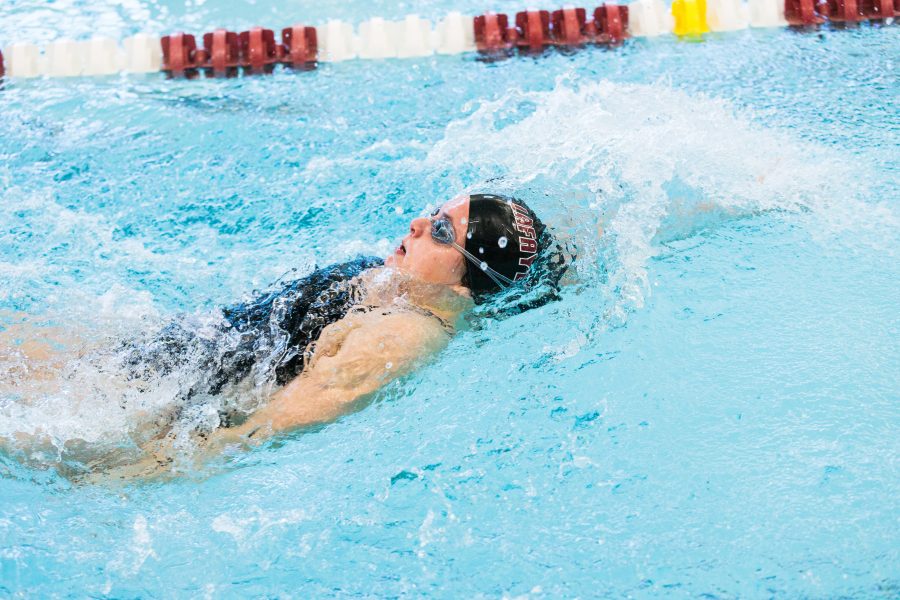 The swim and dive team will compete in the Patriot League Championship meet in two weeks at Navy. (Photo courtesy of Athletic Communications)