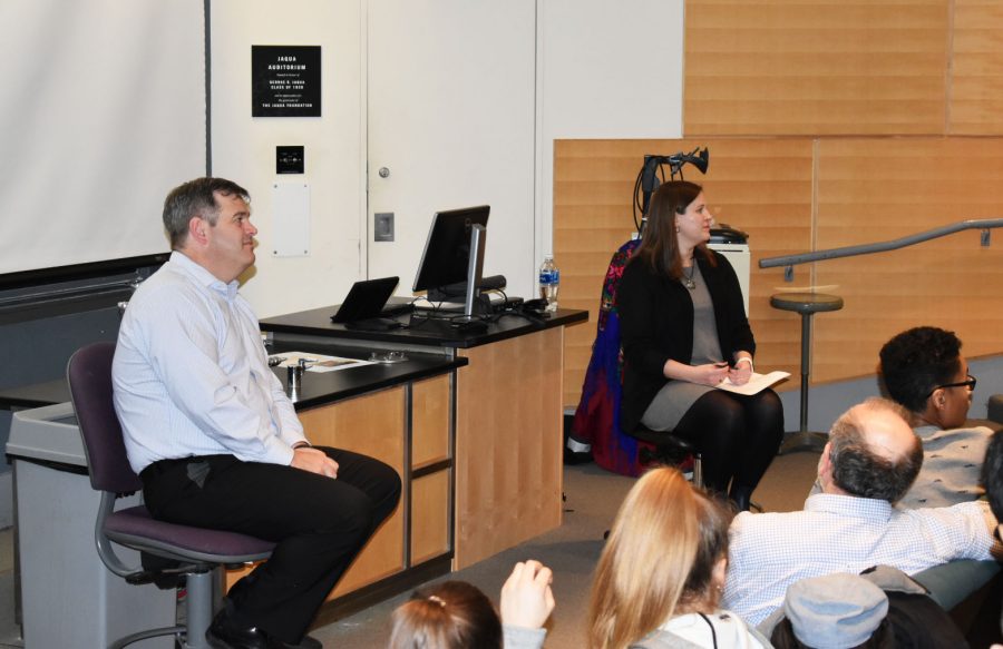 Professor Joshua Sanborn and Dr. Emily Channel-Justice discussed the historical and current situation of Ukraine. (Photo by Andrea Collazo-Salazar '22)