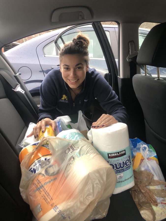 Kenzie Corbin 18 delivered supplies including 100 bottles of homemade hand sanitizer to homeless shelters in Ann Arbor and Detroit. (Photo courtesy of Kenzie Corbin 18)