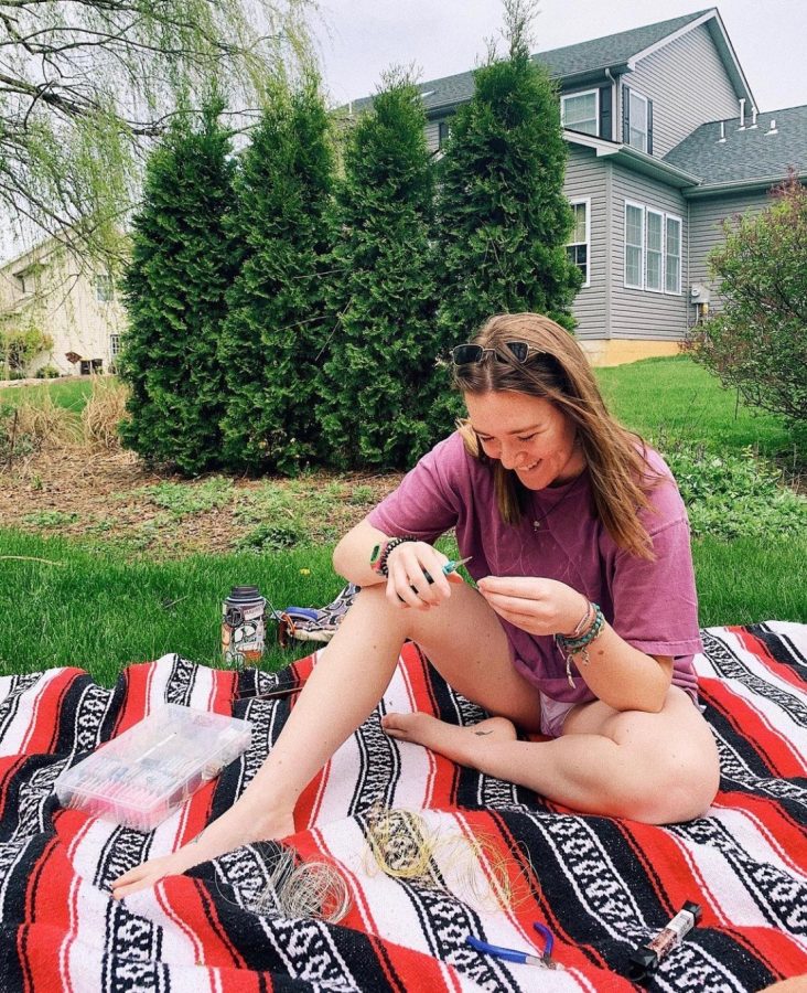 Both Lucy Moeller 21 (pictured) and Annie Krege 23 started Etsy shops in 2020 as a result of quarantine boredom. (Photo Courtesy of Lucy Moeller 21)