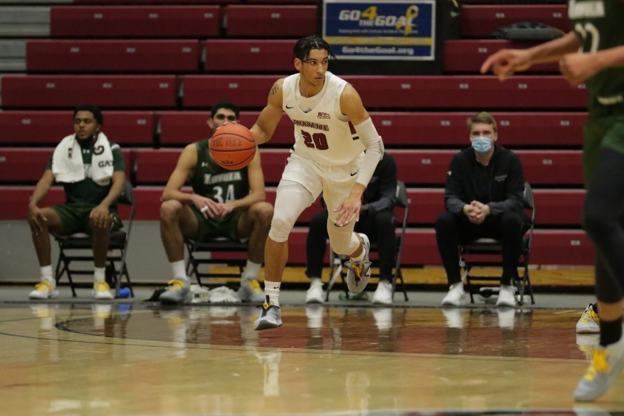 Senior guard E.J. Stephens hopes to earn a spot on the First Team All-Patriot League at the end of the season. (Photo courtesy of Athletic Communications) 