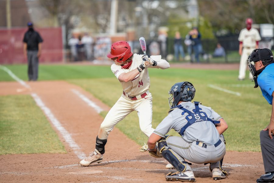 Junior catcher Zach Savage had three hits in the first win over Navy. (Photo courtesy of Athletic Communications)