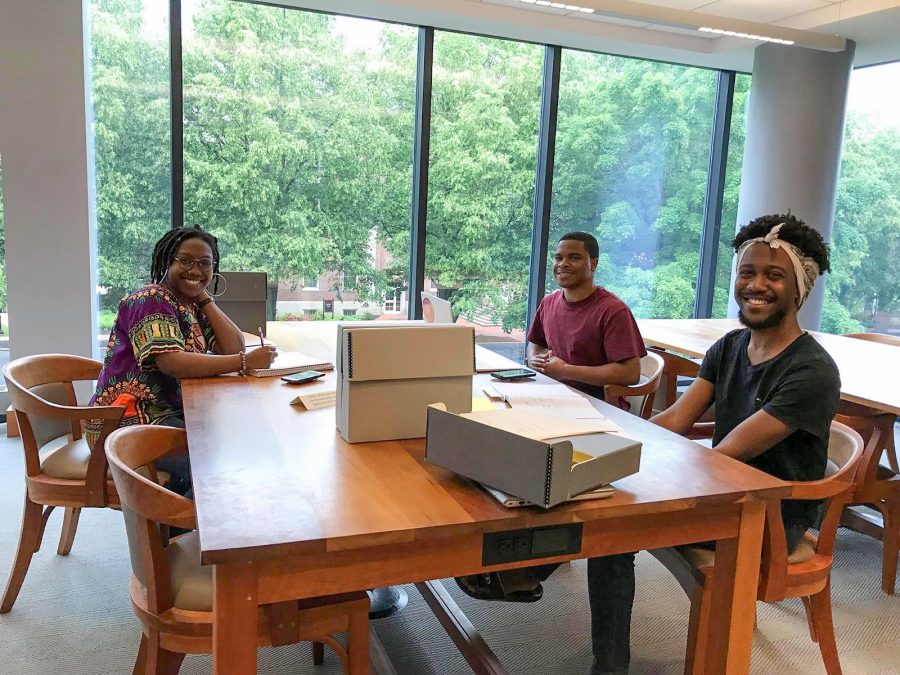Grayce Walker 22, Louis Wingfield III ‘22, and Jovanté Anderson ‘19 (pictured from left to right) began conducting research on the history of Lafayettes Association of Black Collegians in 2019. (Photo courtesy of Grayce Walker 22)